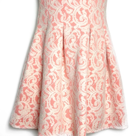 Pink and White Lace Midi Dress - Picture 5 of 10